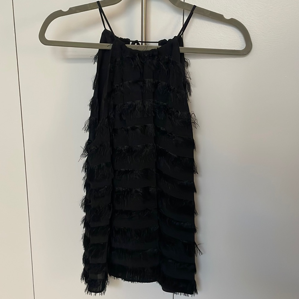Black fringe tank - XS